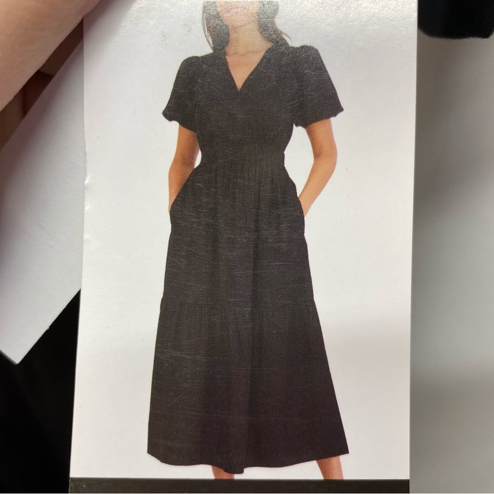 French Connection womens XXL black puff maxi tiered dress new with tags